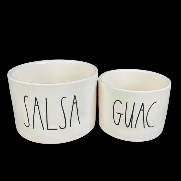 Rae Dunn Guac Salsa Bowl Set and Bamboo Spoons Artisan Collection by Magenta - Picture 3 of 9